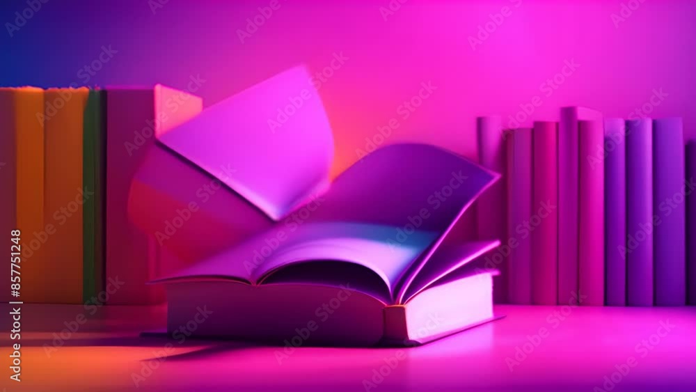 Aufkleber open book in colorful light generative ai