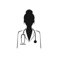 Medical Professional Silhouette Vector Illustration Art of Woman Female Doctor