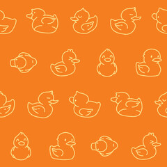 Outline Collection of Rubber Duck Seamless Pattern Vector illustration for Print, Wallpaper, Decoration.