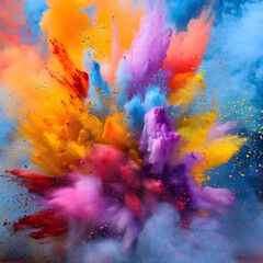 Different color blast on air in holi festival