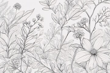 Botanical Line Art Background
