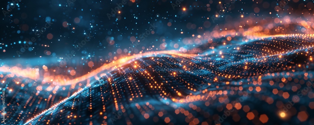 Aufkleber in a visually striking composition, a futuristic hologram depicting digital information technology h