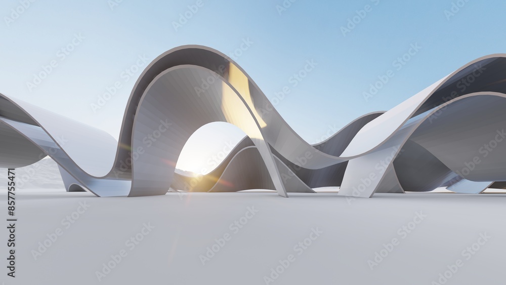 Poster futuristic architecture background 3d render
