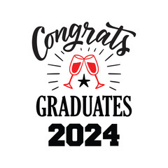 Class of 2024 graduation typography template.