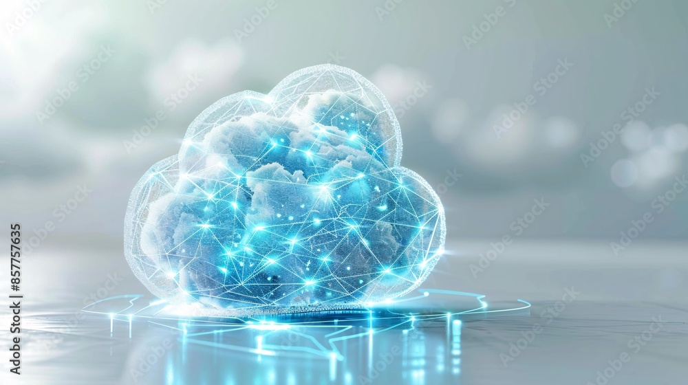 Poster a conceptual image illustrating cloud computing in healthcare, with a digital cloud symbolizing stor