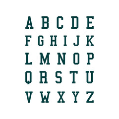 Classic college font. Vintage sport font in american style for football, baseball or basketball logos and t-shirt. Athletic department typeface, varsity style font. Vector