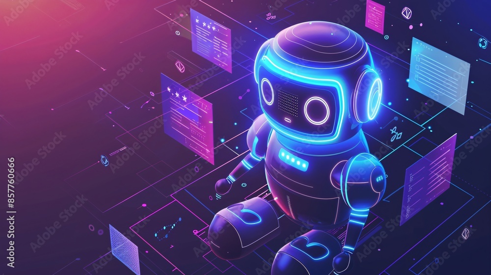 Poster online customer service powered by ai artificial intelligence is demonstrated through chatbot conver