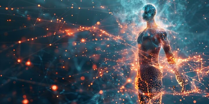 The human electromagnetic field is a vibrant energy that radiates around us. Concept Energy Field, Human Aura, Vibrant Radiance, Spiritual Energy, Metaphysical Connection