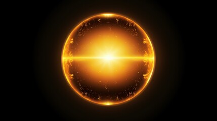 Glowing orb floating in darkness, emitting warm light
