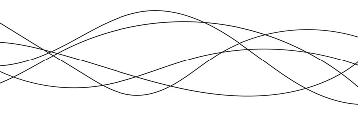 Thin line wavy background. Abstract black lines wave curve motion on white background vector.