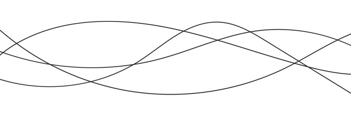 Thin line wavy background. Abstract black lines wave curve motion on white background vector.