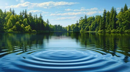 Naklejka premium Water Gradients Pond: An illustration featuring gradients in a pond