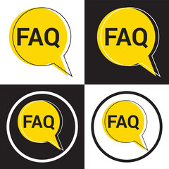 FAQ help flat design icon. Query frequently question speech vector information symbol.  isolated on white and black background. Vector illustration. 