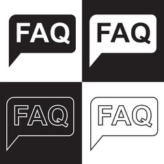 Fototapeta premium FAQ help flat design icon. Query frequently question speech vector information symbol. isolated on white and black background. Vector illustration. 