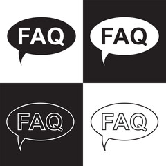 FAQ help flat design icon. Query frequently question speech vector information symbol.  isolated on white and black background. Vector illustration. 