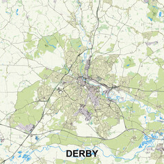 Derby, United Kingdom map poster art