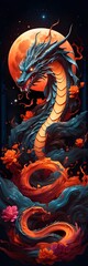 dragon design fire background, Ai generative