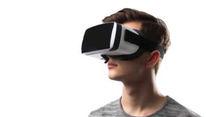 Virtual Reality Headset Technology VR Simulation metaverse hololens Experience Visualization Matrix isolated background