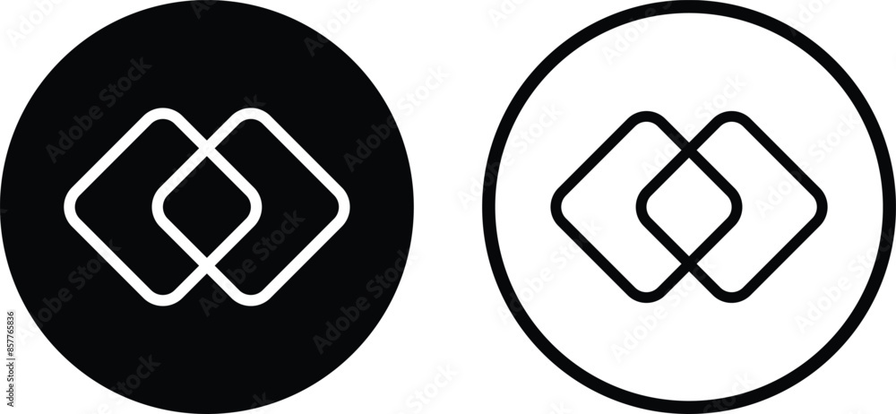 Aufkleber merge icon set in two styles isolated on white background . vector illustration