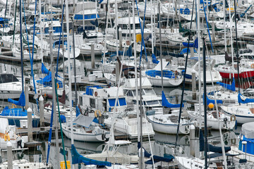 Compressed view of marina showing collage of boats