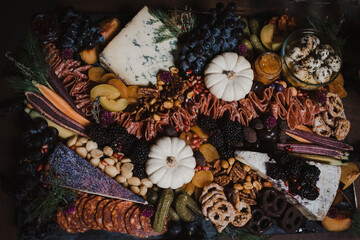 halloween charcuterie plate with pumpkins