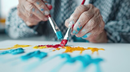 elderly artist painting National Age Without Apology Month adult design women's issues poster red template text symbol month care social issues holiday - event togetherness family sign banner - sign