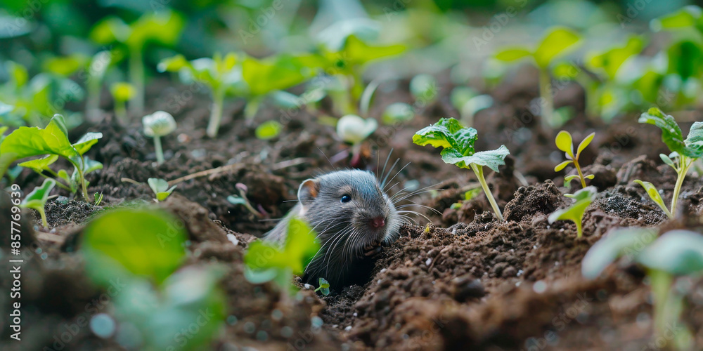 Wall mural A rodent in the garden spoils the plants