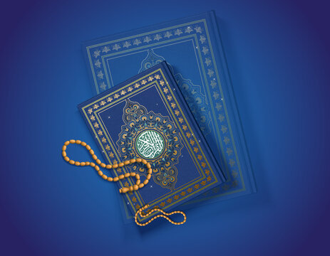 Holy Quran Book with floral ornament in Islamic style , Allah's Holy Book for Muslims.