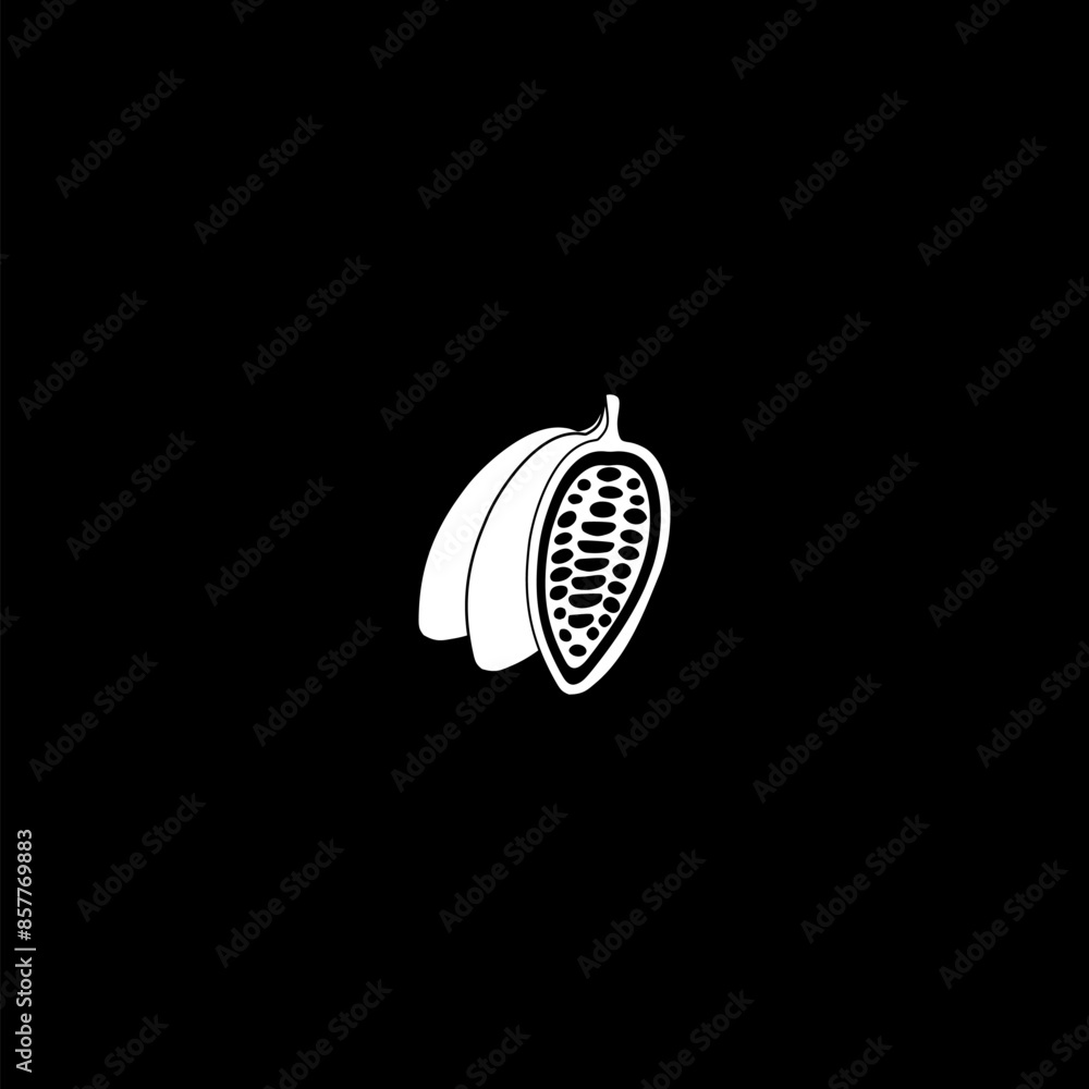 Poster cocoa bean icon isolated on dark background
