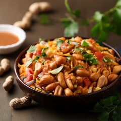 Indian chaat food crunchy masala peanuts