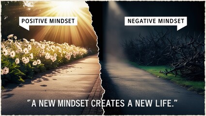 Comparison picture of positive thoughts and negative thoughts