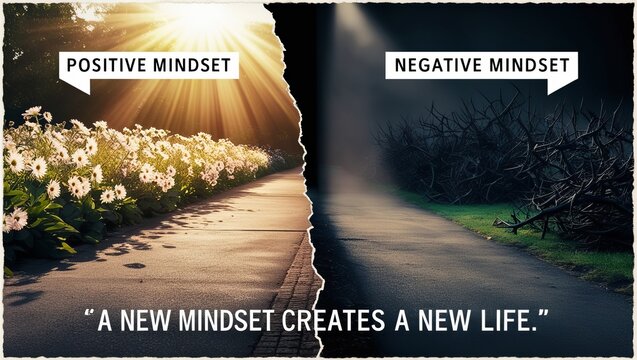 Comparison picture of positive thoughts and negative thoughts