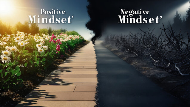 Comparison picture of positive thoughts and negative thoughts