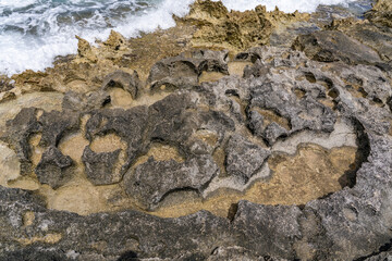  Ko Olina Beach Park, Leeward Coast of Oahu, Honolulu, Hawaii geology. Beachrock is a friable to...