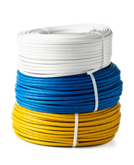 Three Spools of Electrical Wire on White Background