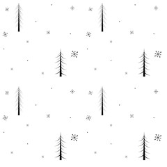 Obraz premium Web Minimalistic seamless pattern. Christmas trees, forest in a simple Scandinavian style snowflakes