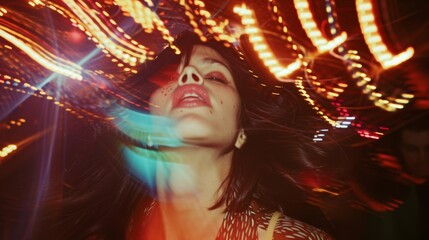 Fototapeta premium Young women dancing in a nightclub. Expressive dance at a party. Embracing the rhythm with expressive moves on dancefloor 