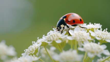 Fototapeta premium Ladybug on achillea flower