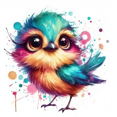 Obraz premium vibrant watercolor splash of a quirky female bird illustration