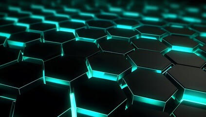 Obraz premium Hexagonal background with neon light, game wallpaper for setup