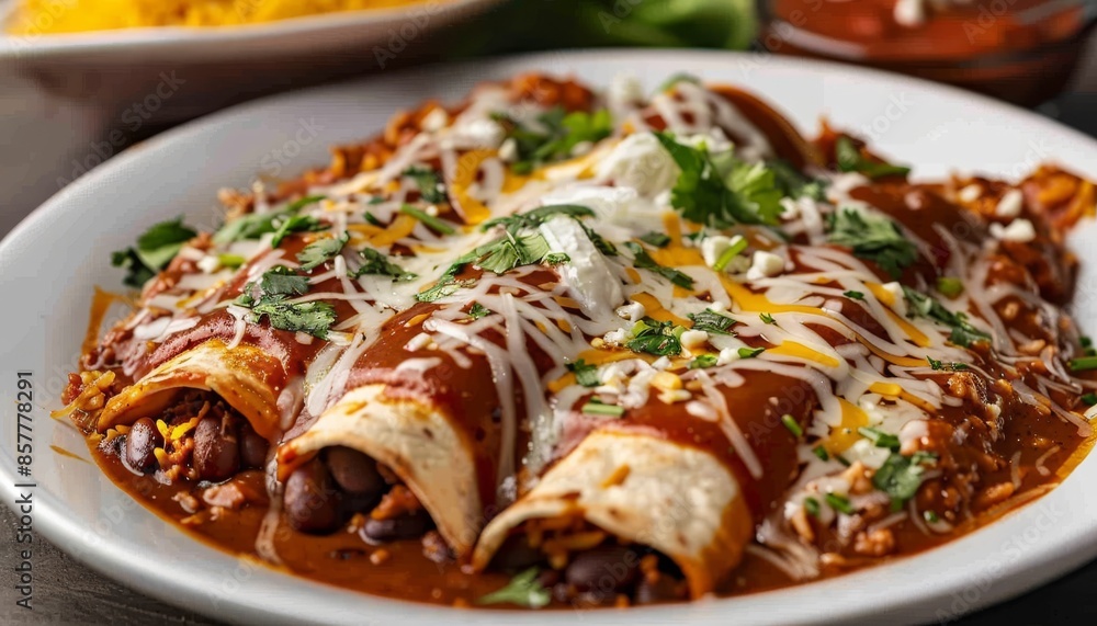 Wall mural Delicious Enchiladas on a White Plate