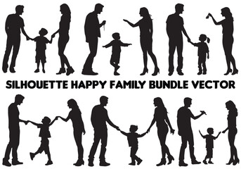 Family silhouettes, Happy family silhouette set
