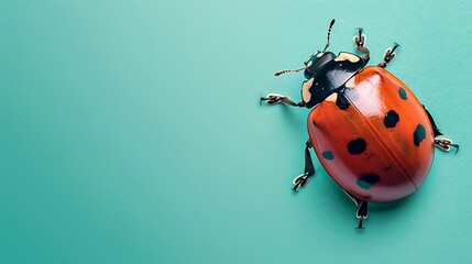 ladybug on aqua background