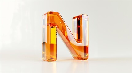 Orange alphabet N glass texture
