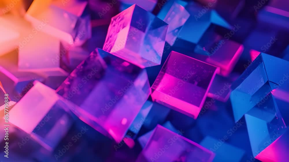 Poster numerous cubes suspended in the air, creating a visually striking scene of levitation and suspension