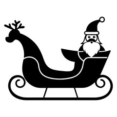 Santa sleigh icon vector silhouette illustration.