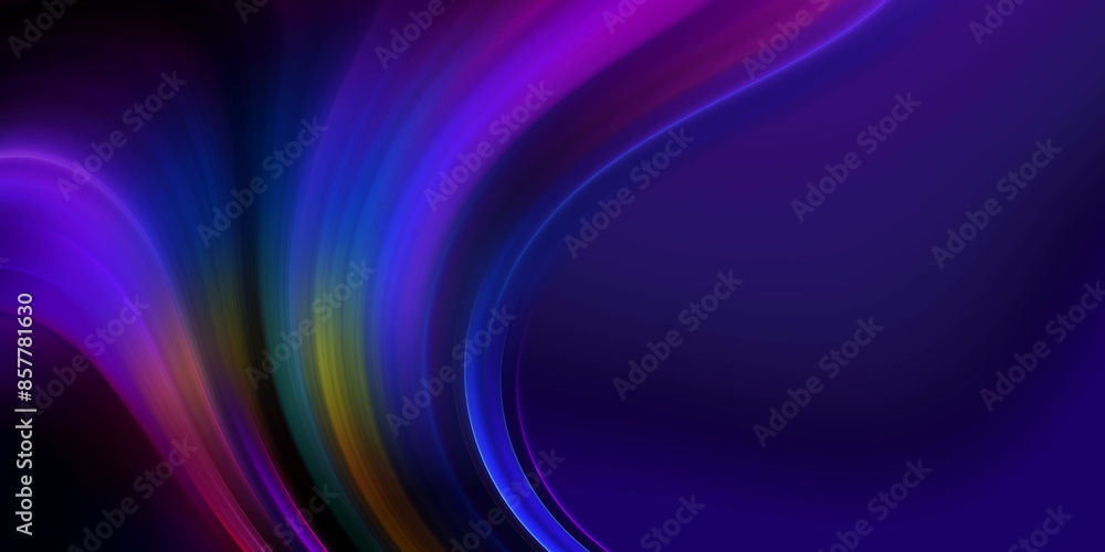 Poster modern colorful flow poster. wave liquid shape in black color background. art design for your design