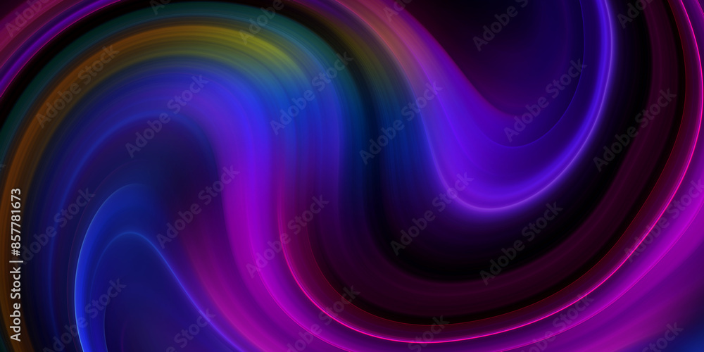 Poster modern colorful flow poster. wave liquid shape in black color background. art design for your design