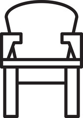 Chair Front View Icon Line Art
