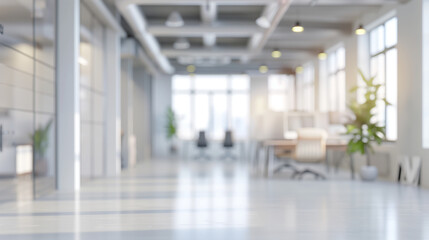 Blur focus of White open space office interior can be used as background .